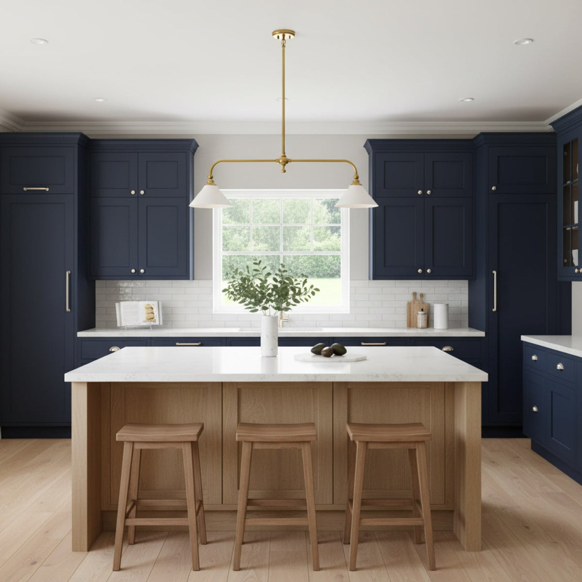 Modern Brass Pendant Light With Ceramic Shades for Dining Room