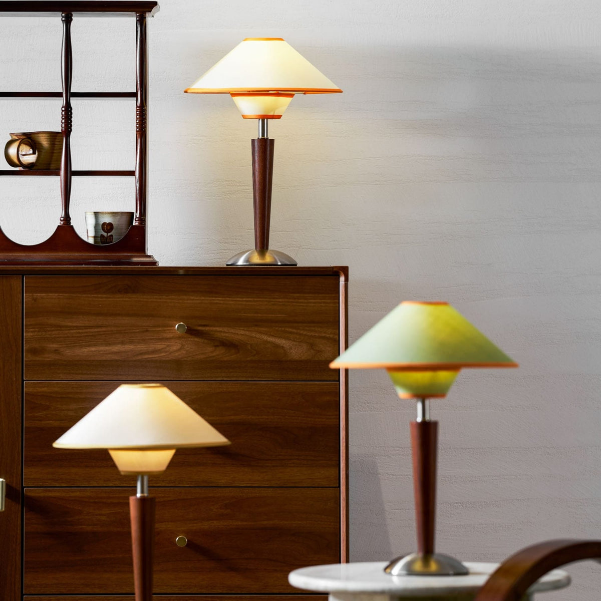 Modern Wood Table Lamp With Fabric Shade for Living Room