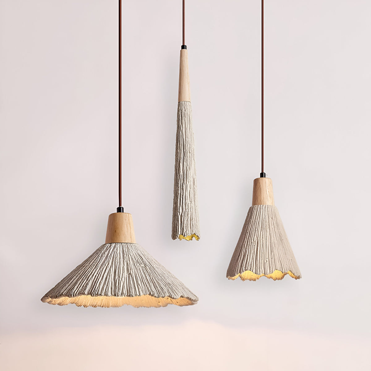 Cream Wabi-Sabi Cement Pendant Light With E26 LED Light