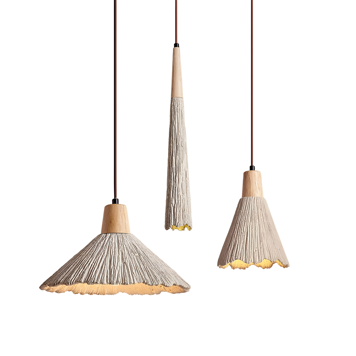 Cream Wabi-Sabi Cement Pendant Light With E26 LED Light