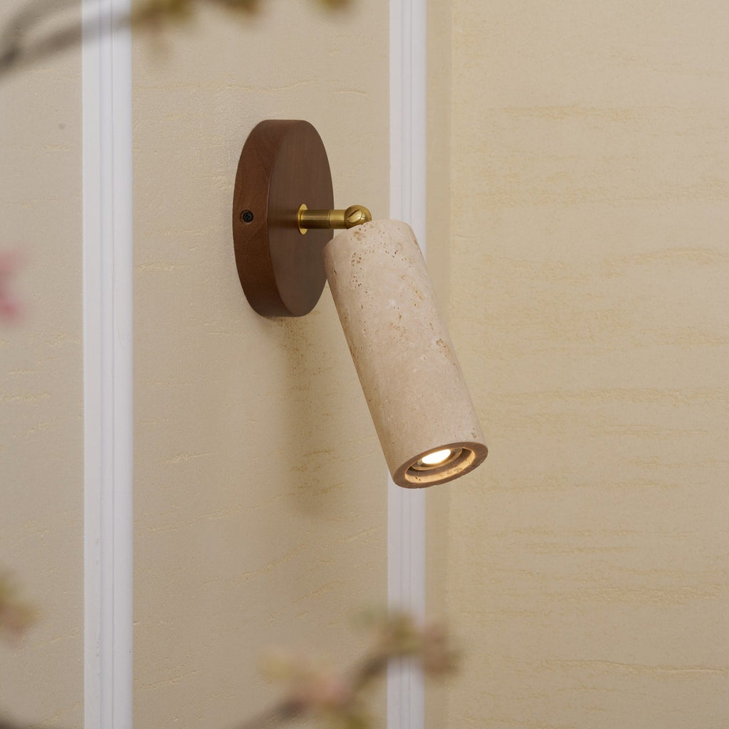 Modern Travertine Wall Sconce With Warm LED Glow