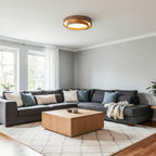 Scandinavian Wood Flush Mount Ceiling Light for Living Room