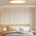 Scandinavian Wood-Effect Flush Mount Ceiling Light With Tri-Color Glow