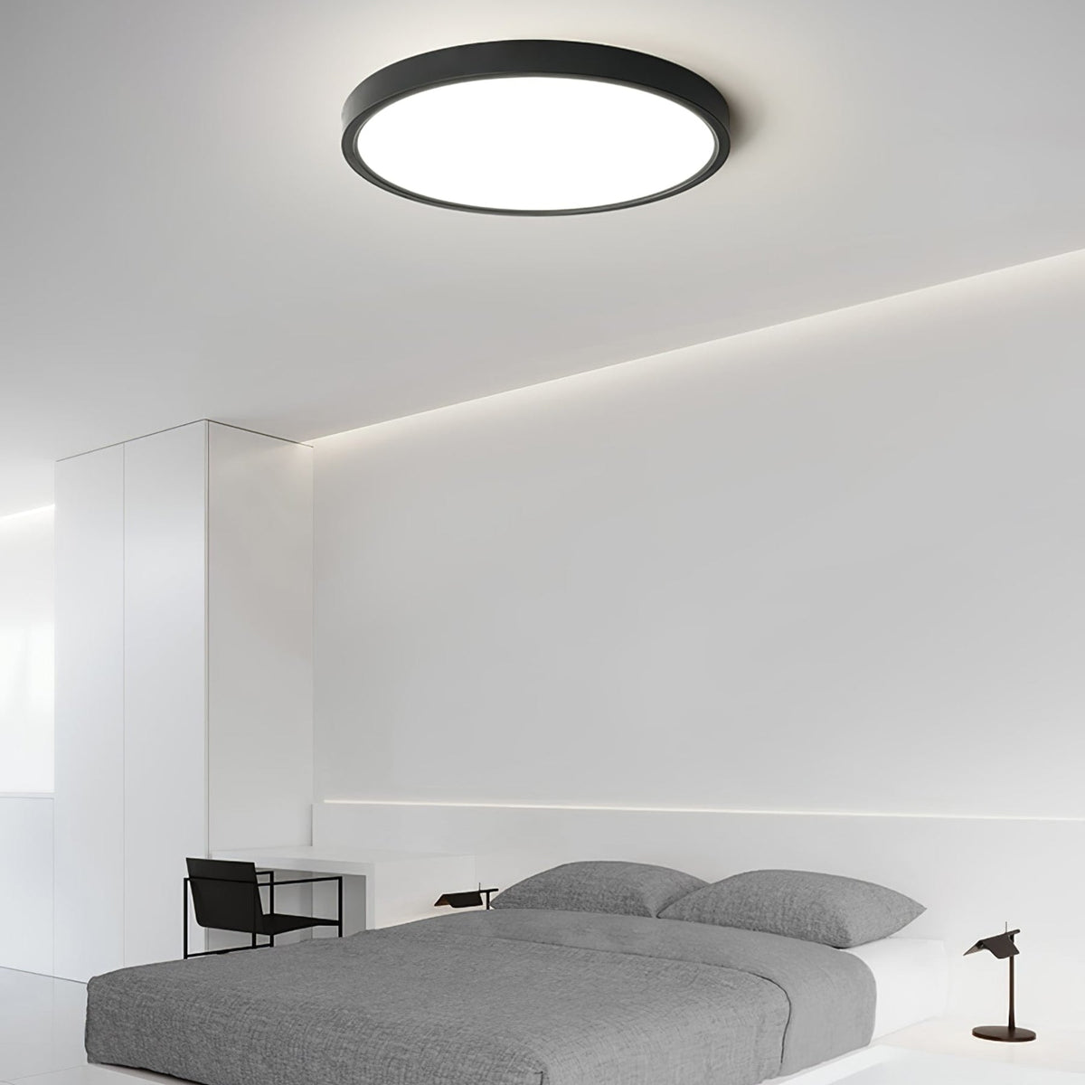 Minimalist Iron Flush Mount Ceiling Light With Slim Low-Profile Design