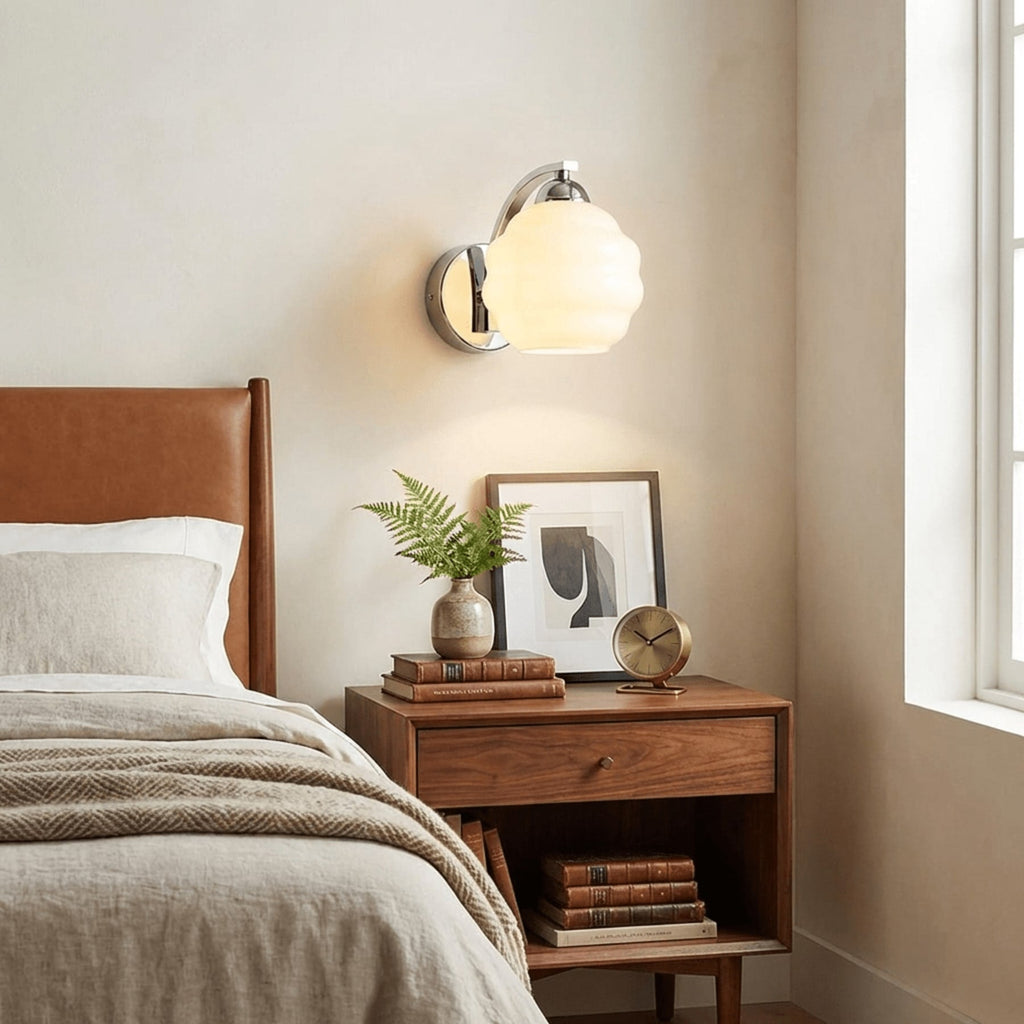 Modern Iron and Glass Wall Sconce With Warm LED Glow