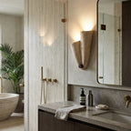 Modern Travertine Wall Sconce With Warm LED Glow