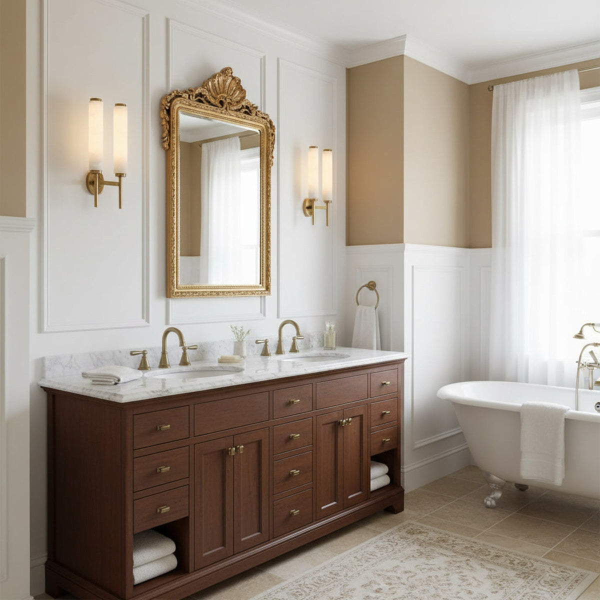 Modern Metal and Faux Alabaster Wall Sconce for Living Room