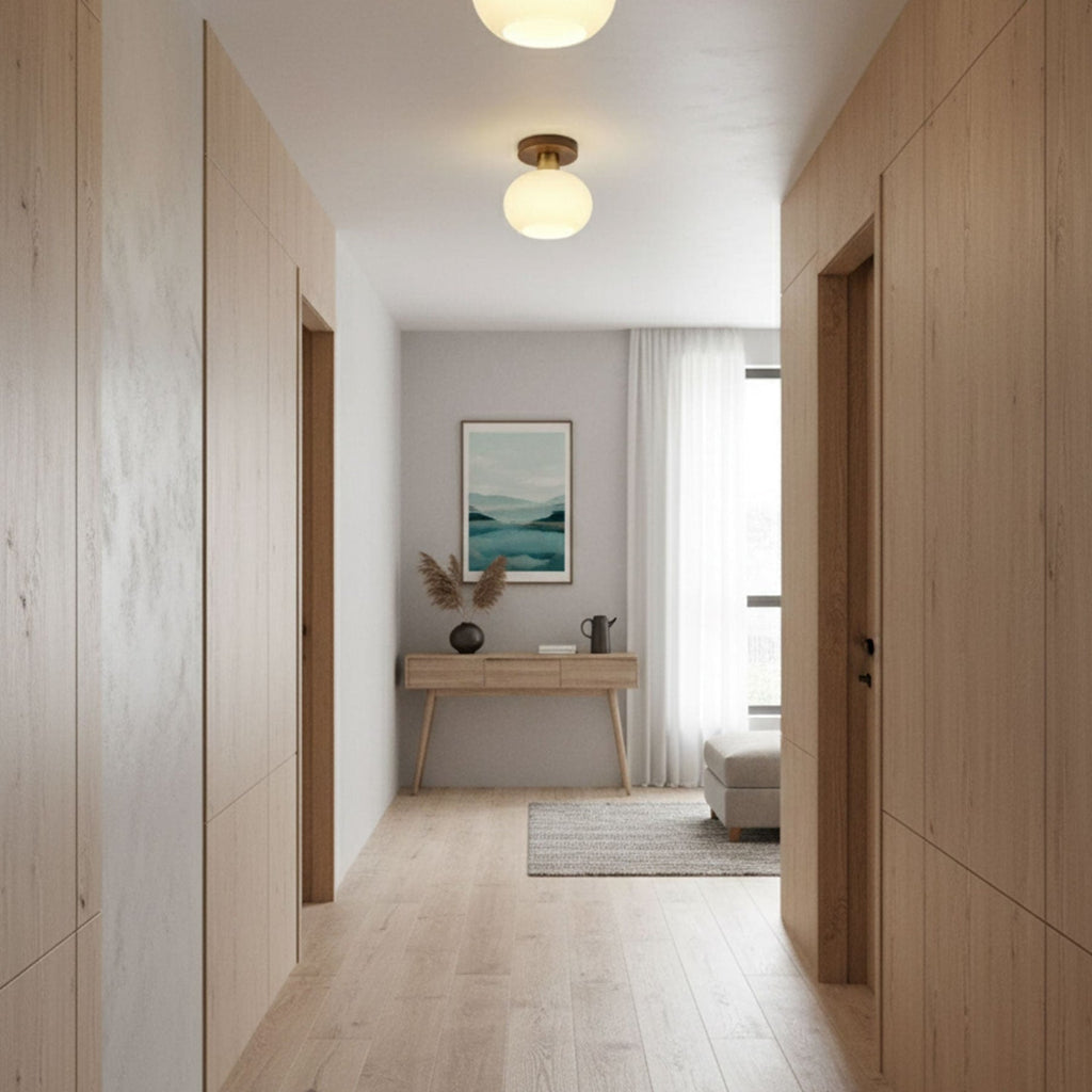 Modern Solid Wood Semi-Flush Ceiling Light for Living Room
