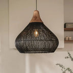 Bohemian Rattan Pendant Light With Hand-Woven Dome Shade