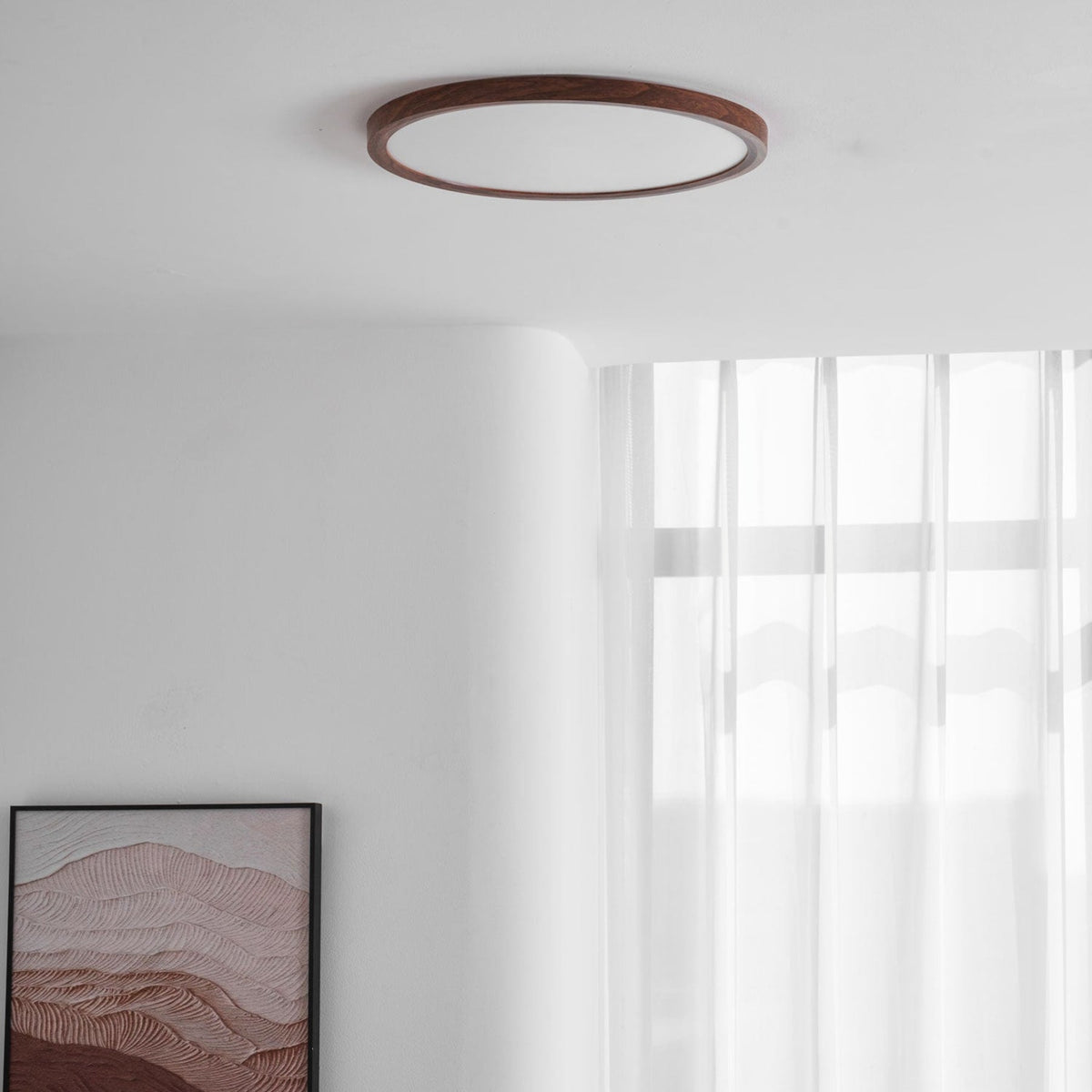 Minimalist Wood Flush Mount Ceiling Light With Slim Profile