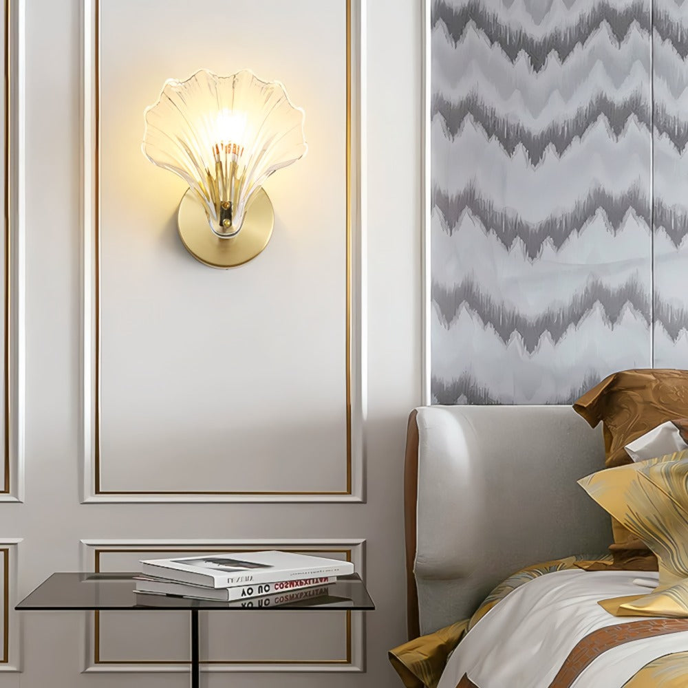 Brass And Glass Seashell Wall Sconce With E12 Bulb Base