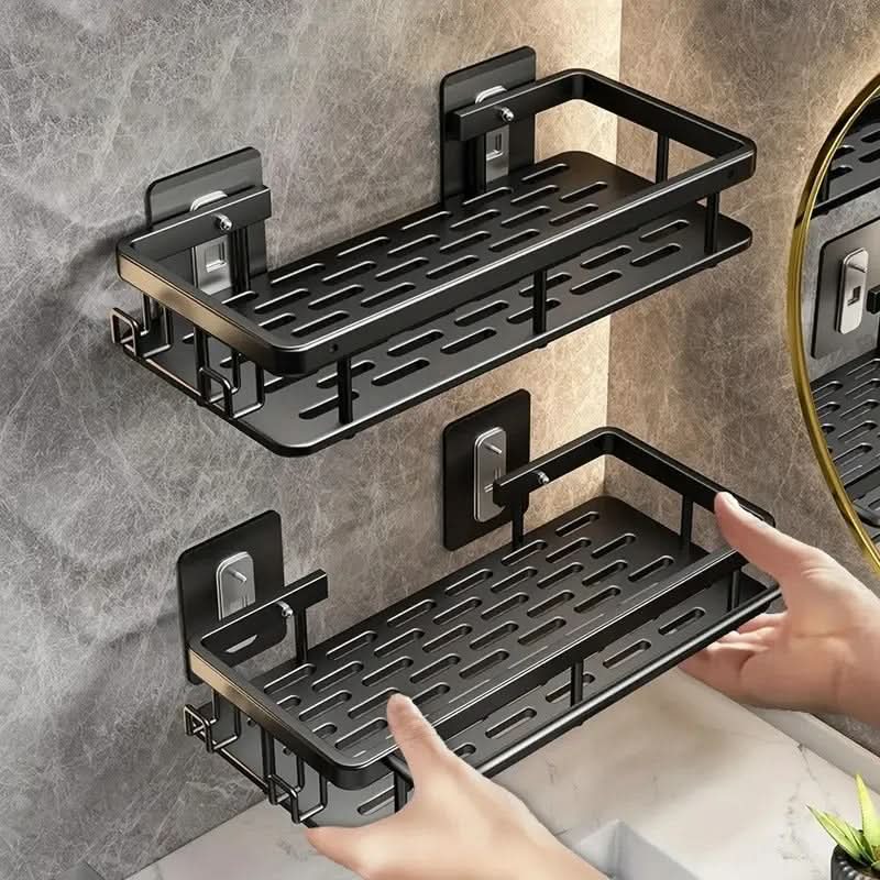 Adhesive Bathroom Shelf Drill-Free Shower Caddy Stainless Steel Wall Shelf Organizer for Shampoo and Toiletries