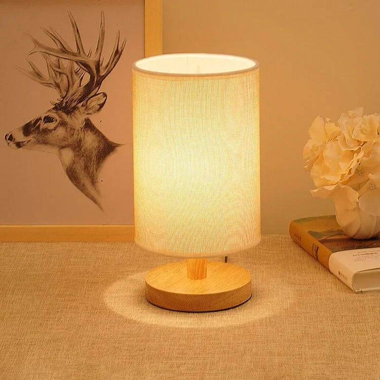 Scandinavian Wood Table Lamp With Linen Shade