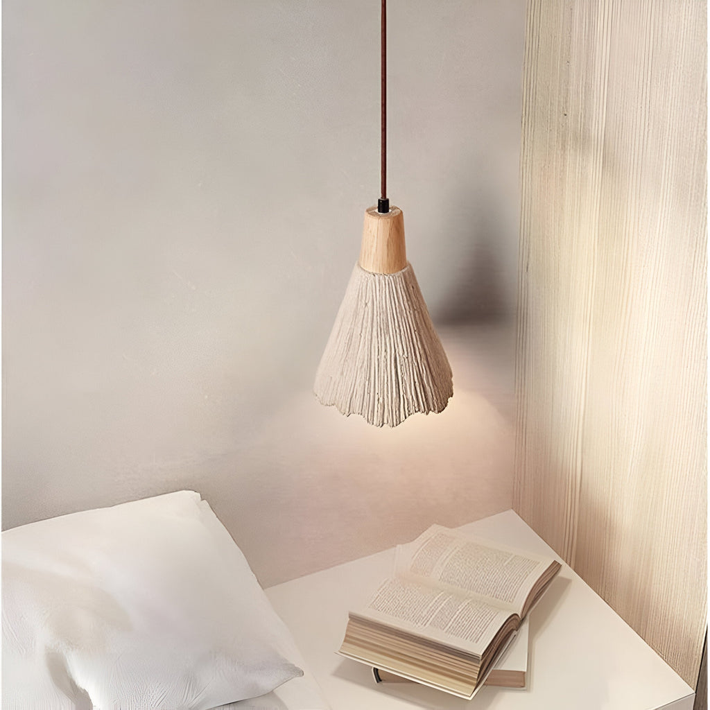 Cream Wabi-Sabi Cement Pendant Light With E26 LED Light