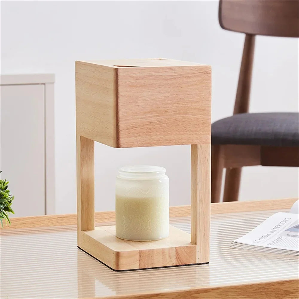 Minimalist Wood Table Lamp With Warm LED Glow