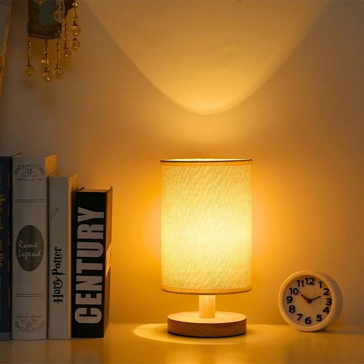 Scandinavian Wood Table Lamp With Linen Shade