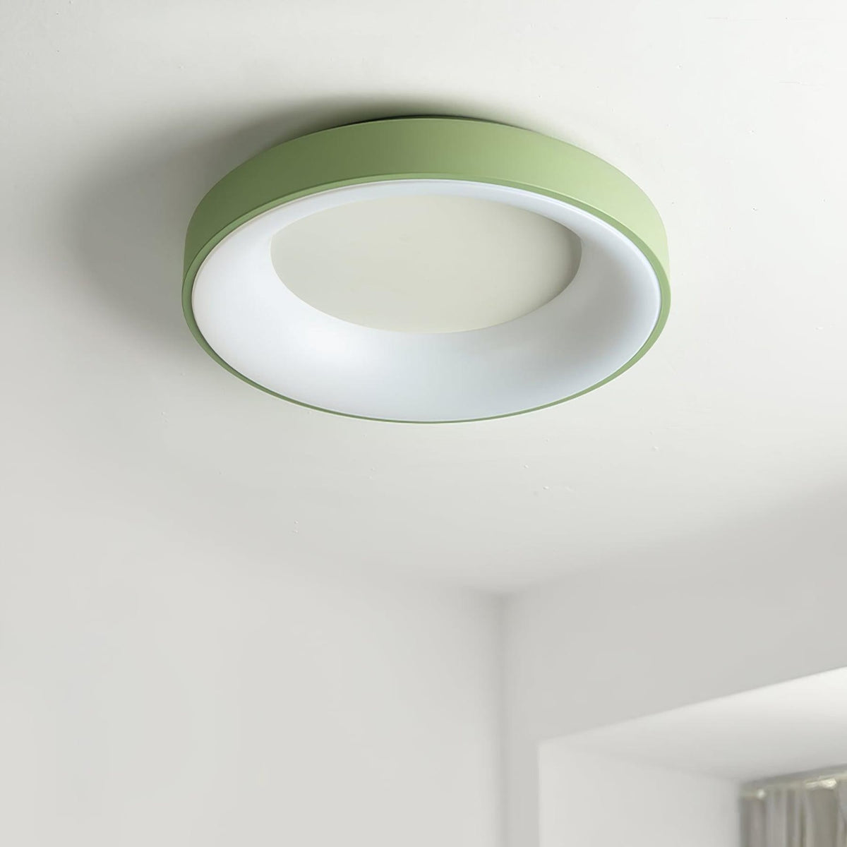 Modern Wrought Iron Flush Mount Ceiling Light With Tri-Color LED Glow