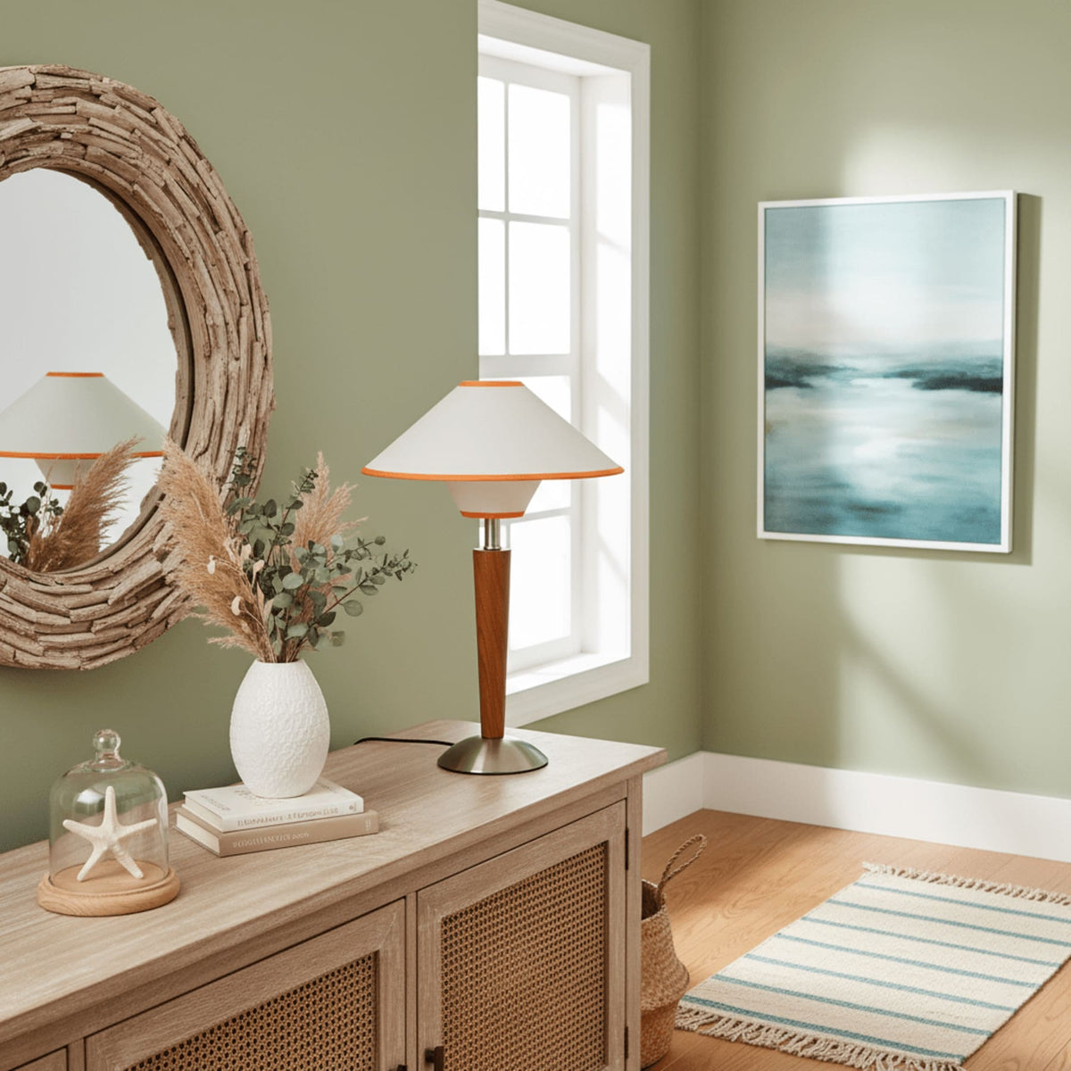 Modern Wood Table Lamp With Fabric Shade for Living Room