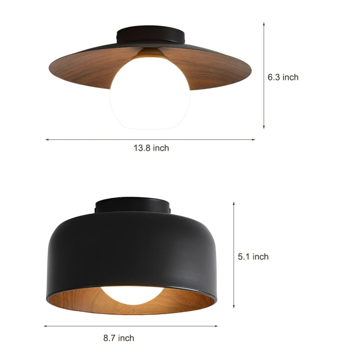 Modern Iron Semi-Flush Mount Ceiling Light for Living Room