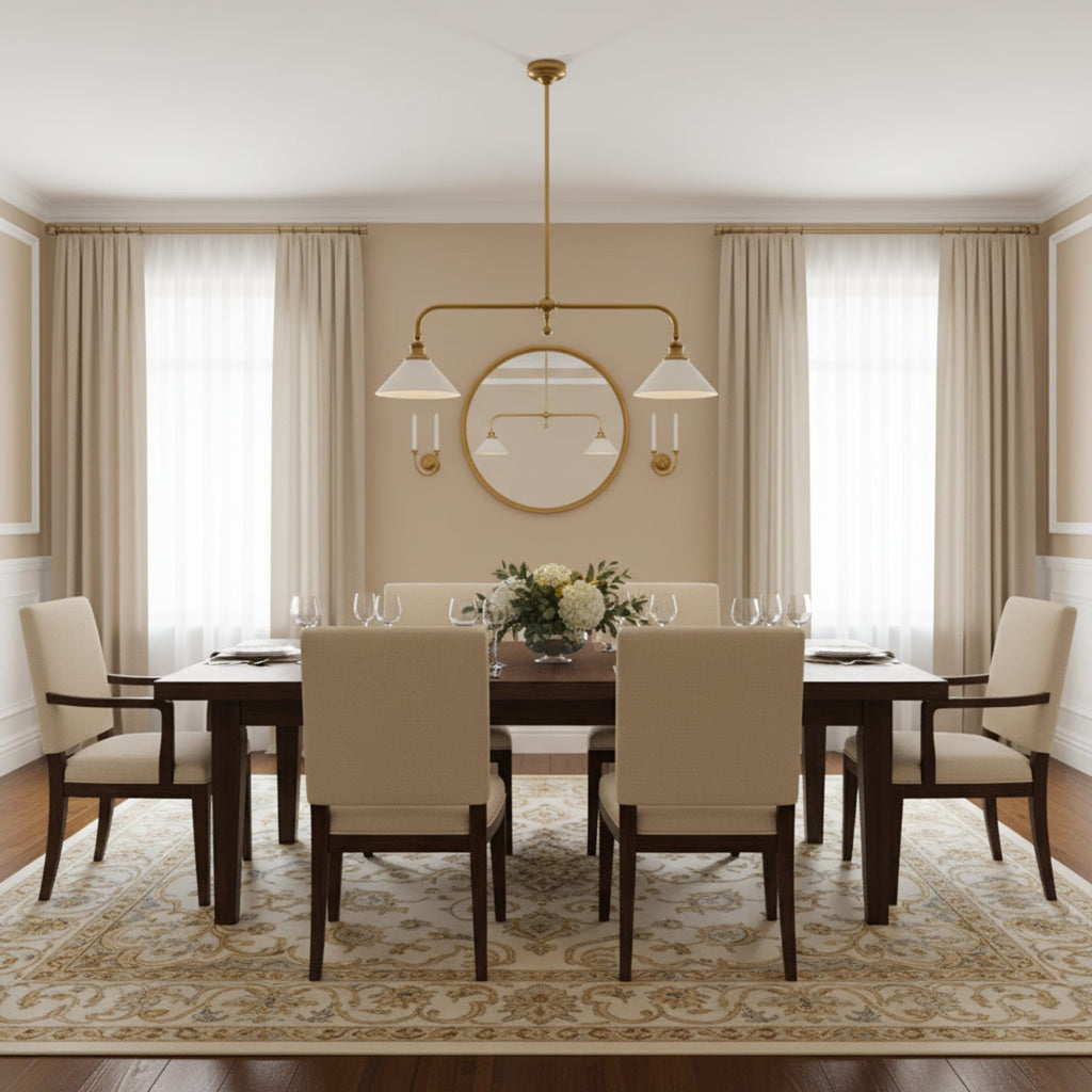 Modern Brass Pendant Light With Ceramic Shades for Dining Room