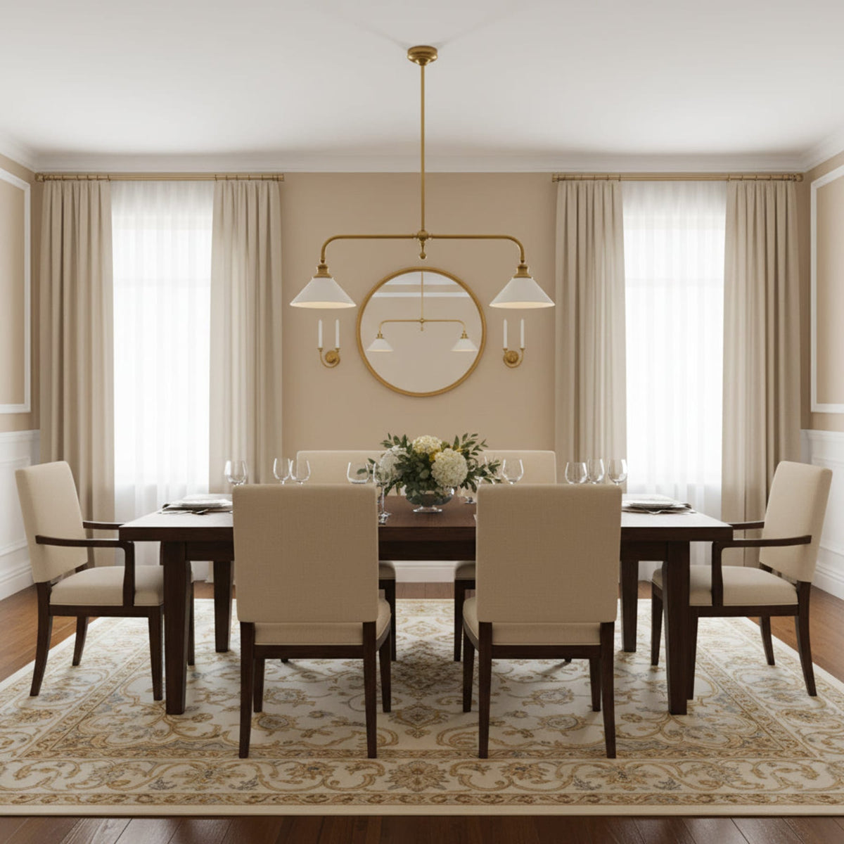 Modern Brass Pendant Light With Ceramic Shades for Dining Room