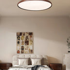 Scandinavian Wood-Effect Flush Mount Ceiling Light With Tri-Color Glow