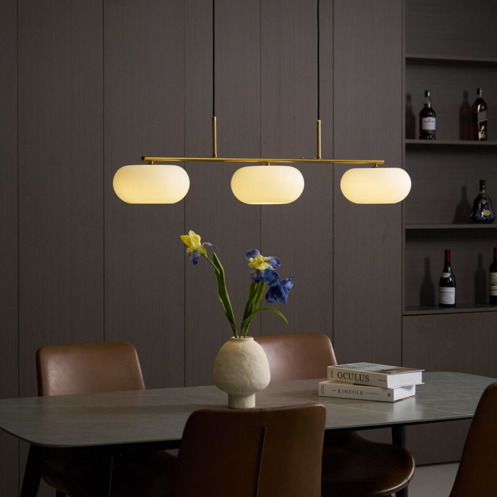 Modern Glass Pendant Light With Tri-Color LED Glow