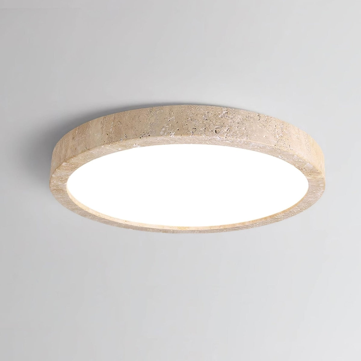 Modern Travertine Flush Mount Ceiling Light With Slim Profile