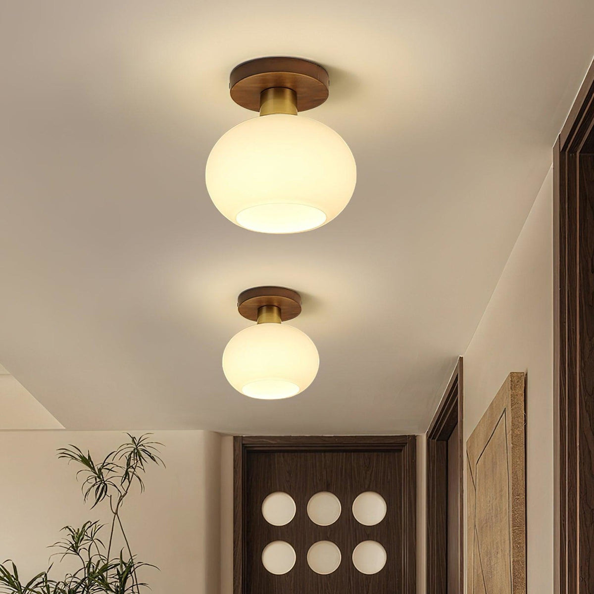 Modern Solid Wood Semi-Flush Ceiling Light for Living Room