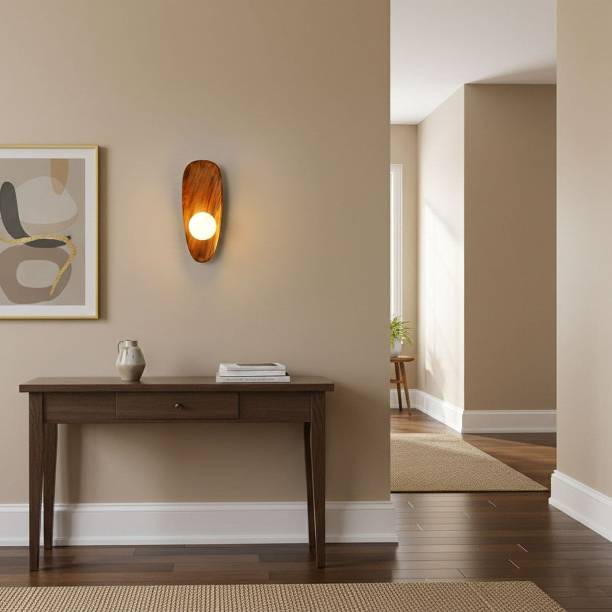Modern Wood and Glass Wall Sconce for Living Room