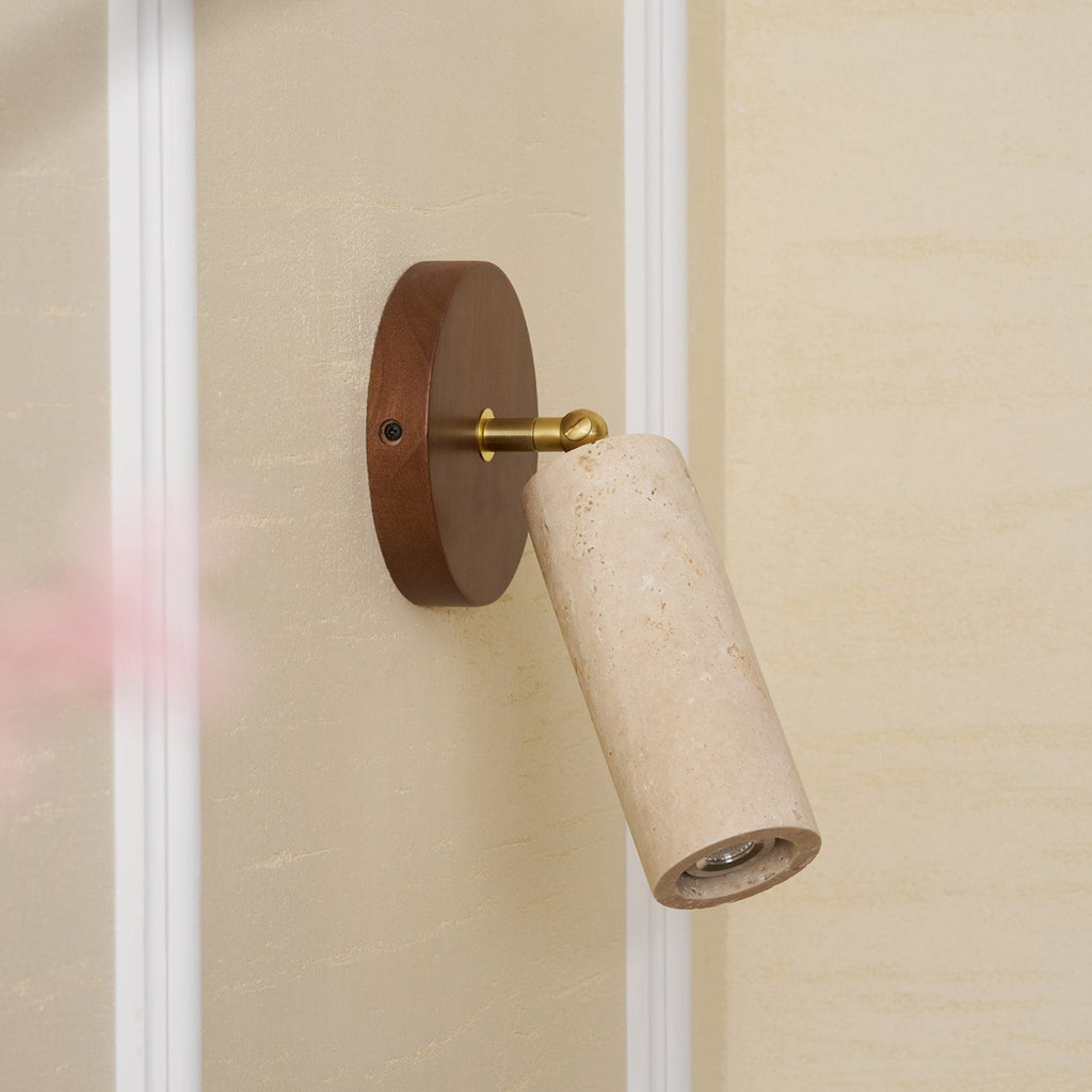 Modern Travertine Wall Sconce With Warm LED Glow