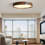 Scandinavian Wood Flush Mount Ceiling Light With Slim Low-Profile Design