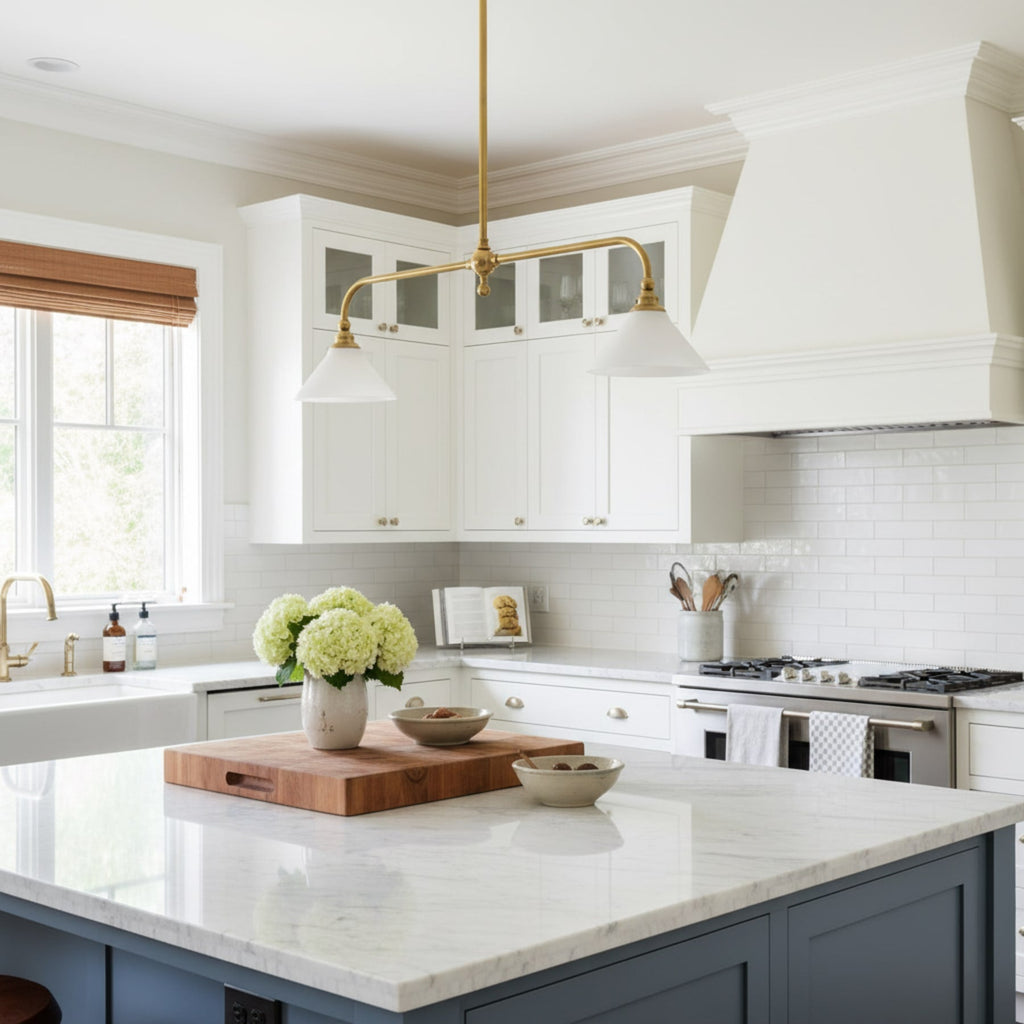 Modern Brass Pendant Light With Ceramic Shades for Dining Room