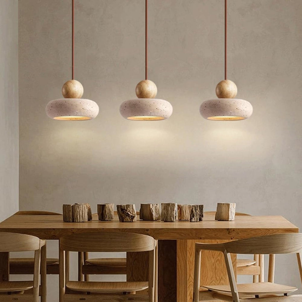Modern Wood And Concrete Pendant Light With Warm LED Glow