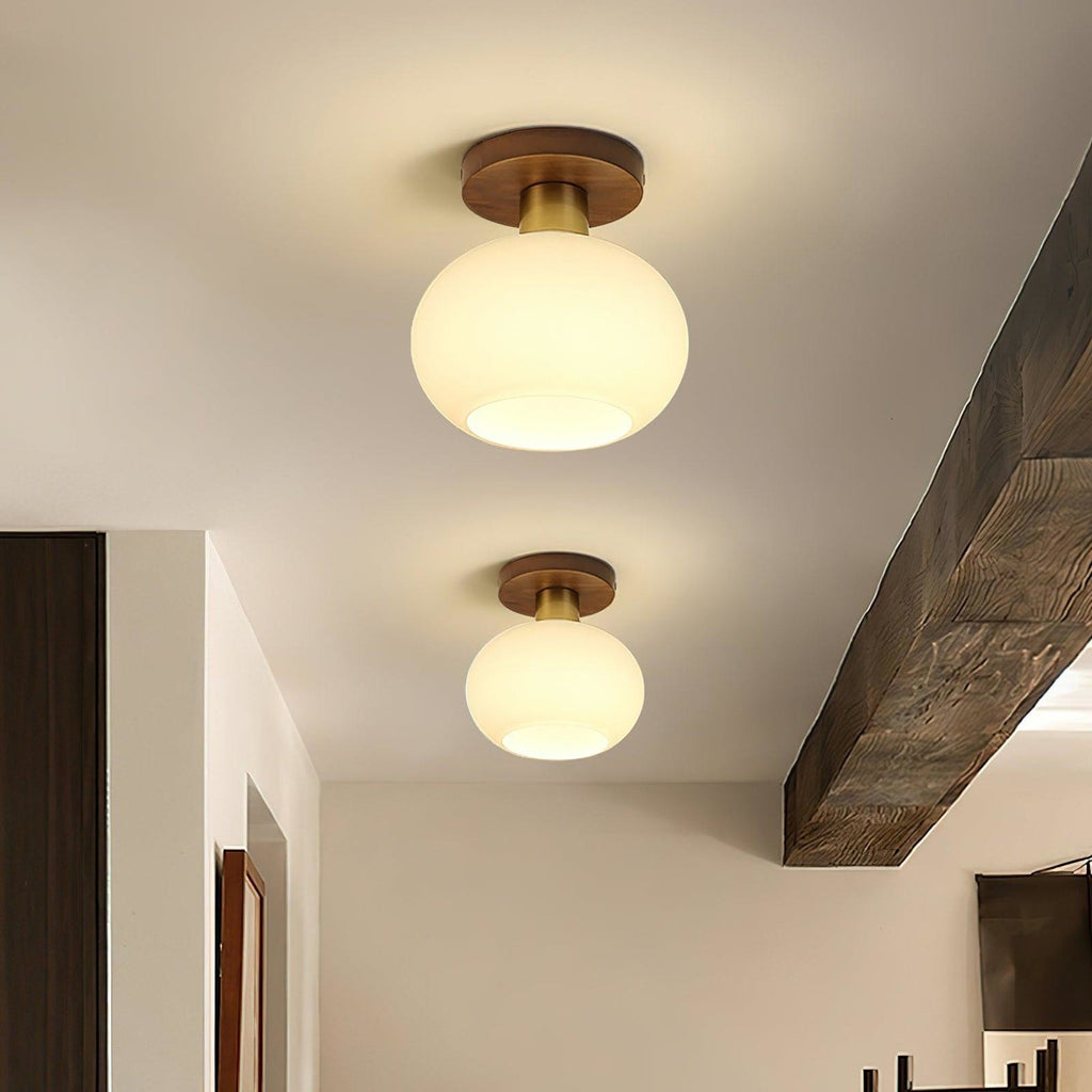 Modern Solid Wood Semi-Flush Ceiling Light for Living Room