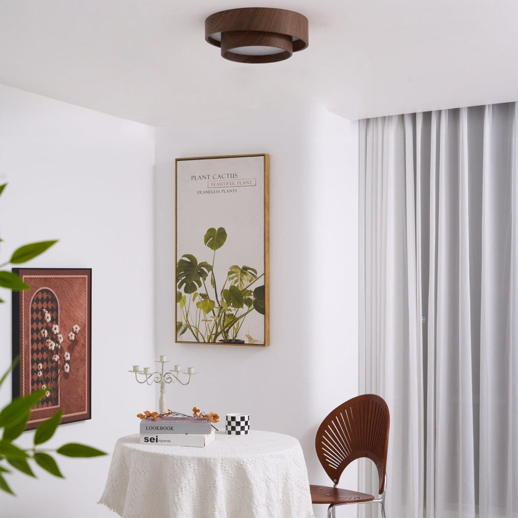 Scandinavian Wood Flush Mount Ceiling Light for Living Room