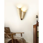 Modern Travertine Wall Sconce With Warm LED Glow