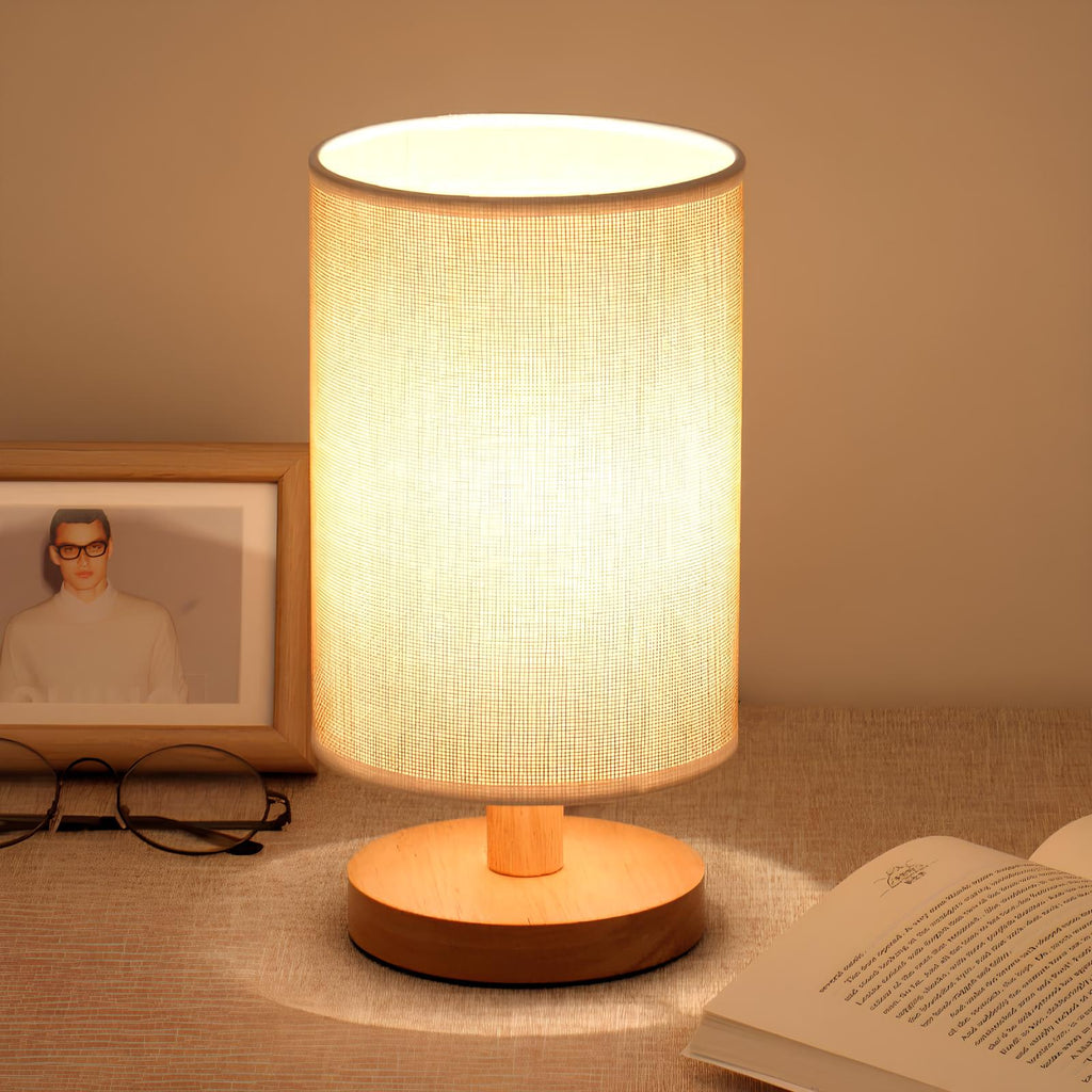 Scandinavian Wood Table Lamp With Linen Shade