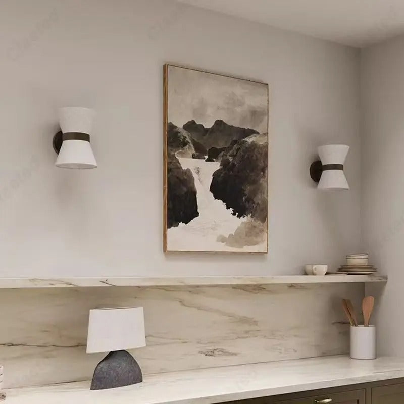 Modern Wrought Iron Wall Sconce With Fabric Shade