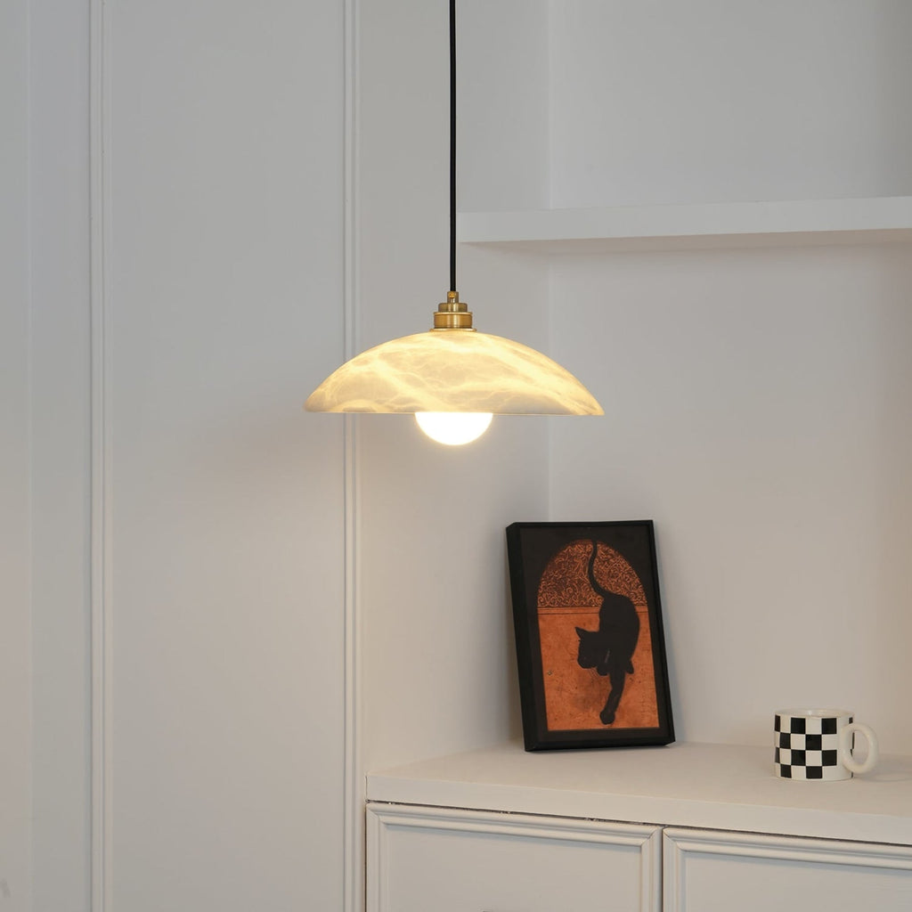 Modern Marble and Copper Pendant Light for Dining Room