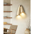 Modern Travertine Wall Sconce With Warm LED Glow