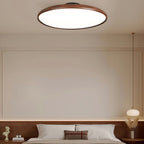 Scandinavian Wood-Effect Flush Mount Ceiling Light With Tri-Color Glow