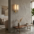 Modern Metal and Faux Alabaster Wall Sconce for Living Room