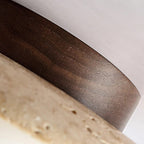 Modern Travertine and Wood Semi-Flush Ceiling Light With Warm LED Glow