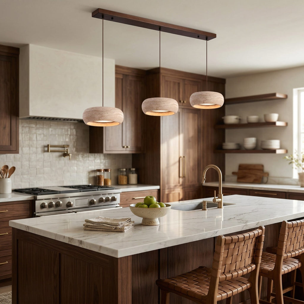 Modern Travertine Stone Pendant Light With Dimmable Remote Control