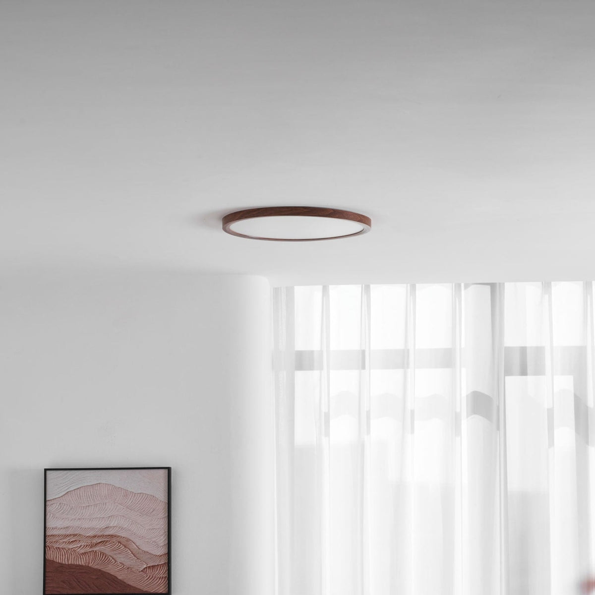 Minimalist Wood Flush Mount Ceiling Light With Slim Profile