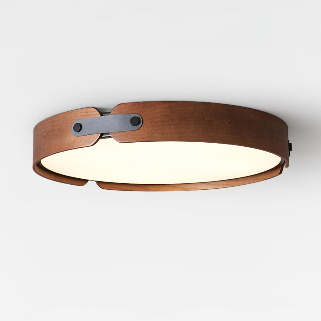 Scandinavian Wood Flush Mount Ceiling Light With Slim Low-Profile Design