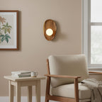 Modern Wood and Glass Wall Sconce for Living Room