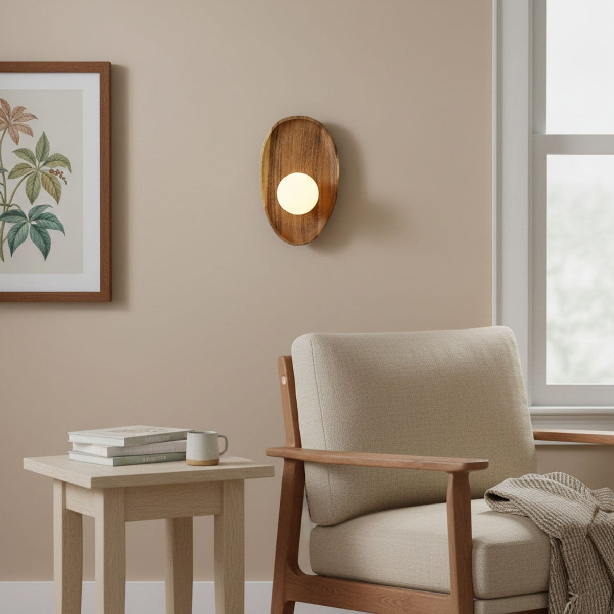 Modern Wood and Glass Wall Sconce for Living Room