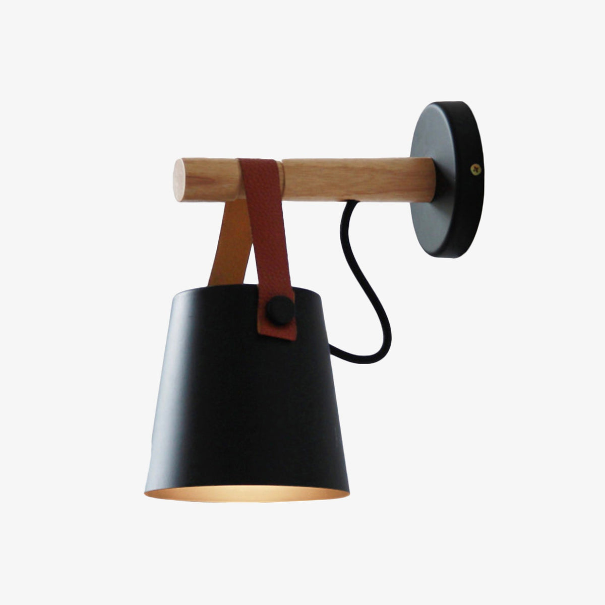 Wood Bar Hanging Shade Wall Sconce With Strap LED Light